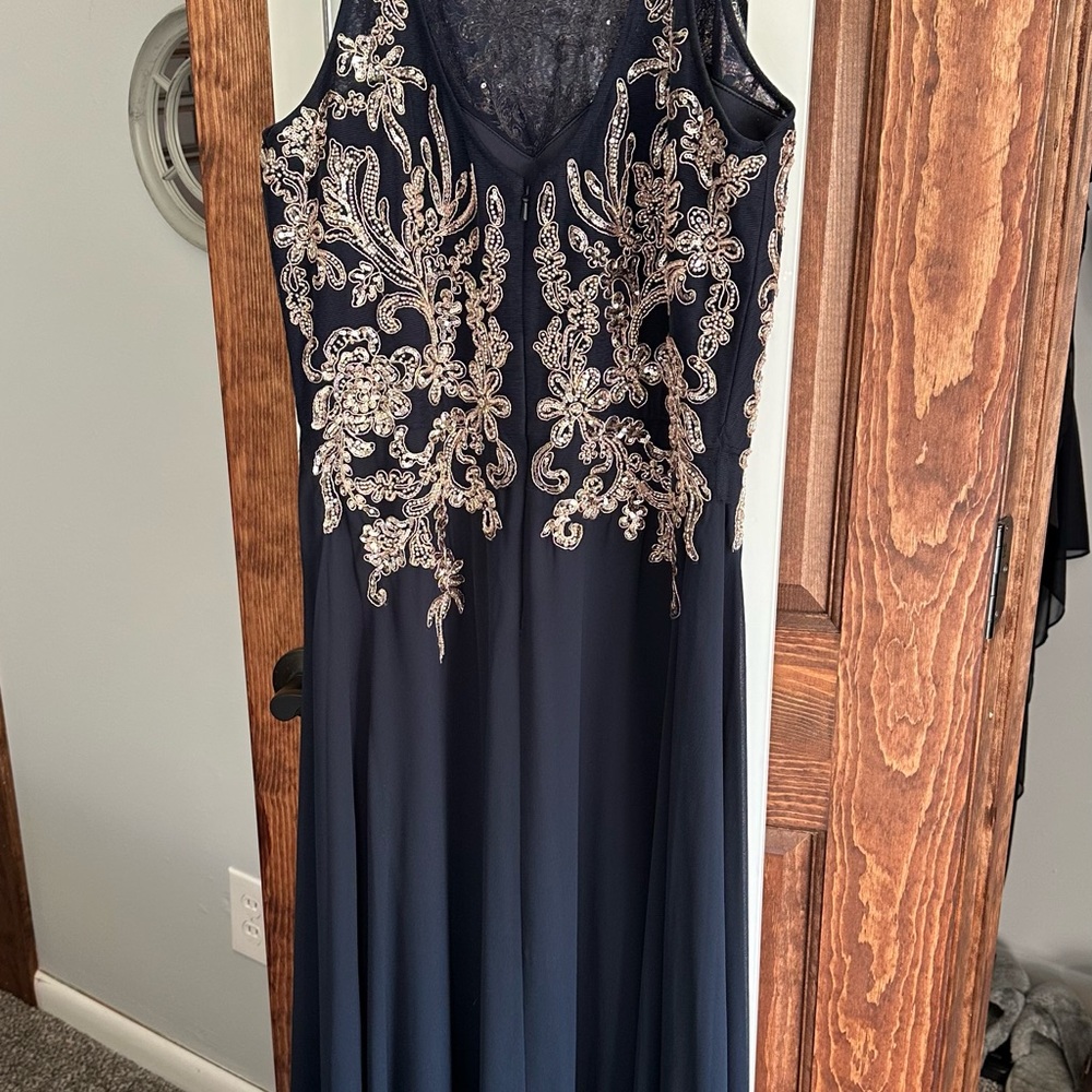 Betsy & Adam Navy Dress with Embroidery - Picture 3 of 6